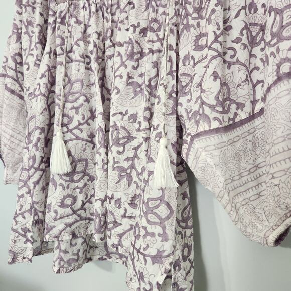 Cleobella Boho Peasant Blouse Paisley Flowy, S - Picture 3 of 9